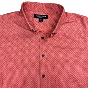 Mizzen+Main Leeward Short Sleeve Shirt XXL Trim Salmon Navy Geometric Perf